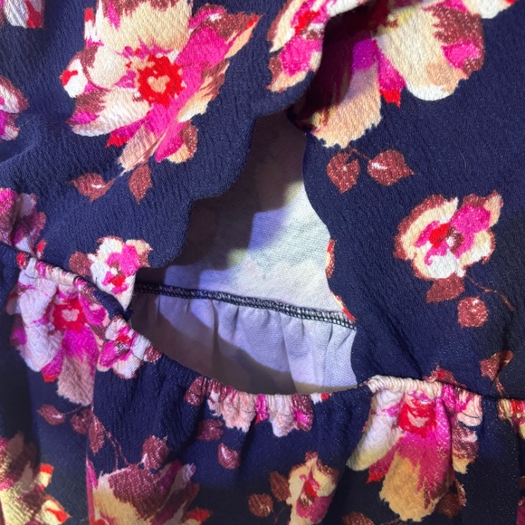 Anthro Postmark - Blue Peplum Tank Top with Floral Design and Slightly Open Back - Picture 5 of 7